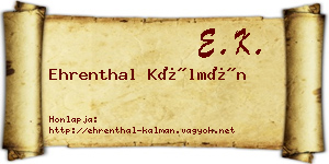 Ehrenthal Kálmán névjegykártya